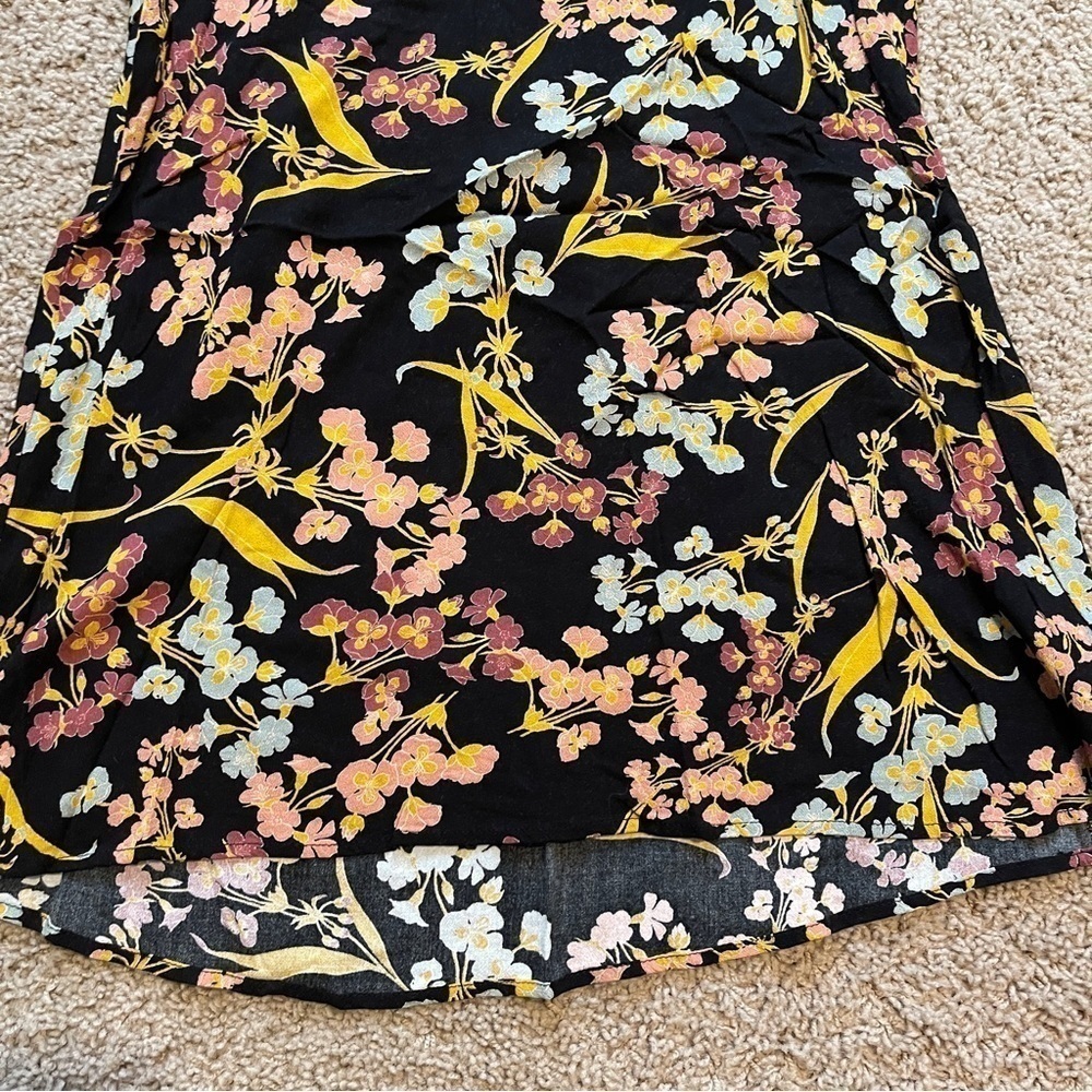 Xhilaration Dress Womens Medium Black Multicolor Floral Tie Sleeve - Picture 11 of 11